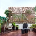 thumbnail image 5 of Neutypechic Decorative Privacy Screen Outdoor Divider with Stand Metal Corten Steel 76" x 47.2" x 15.7" Brown, 5 of 5