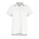 thumbnail image 3 of Camisa casual de algodón y lino de manga corta con solapa y botones para mujer, color blanco/L, 3 of 5