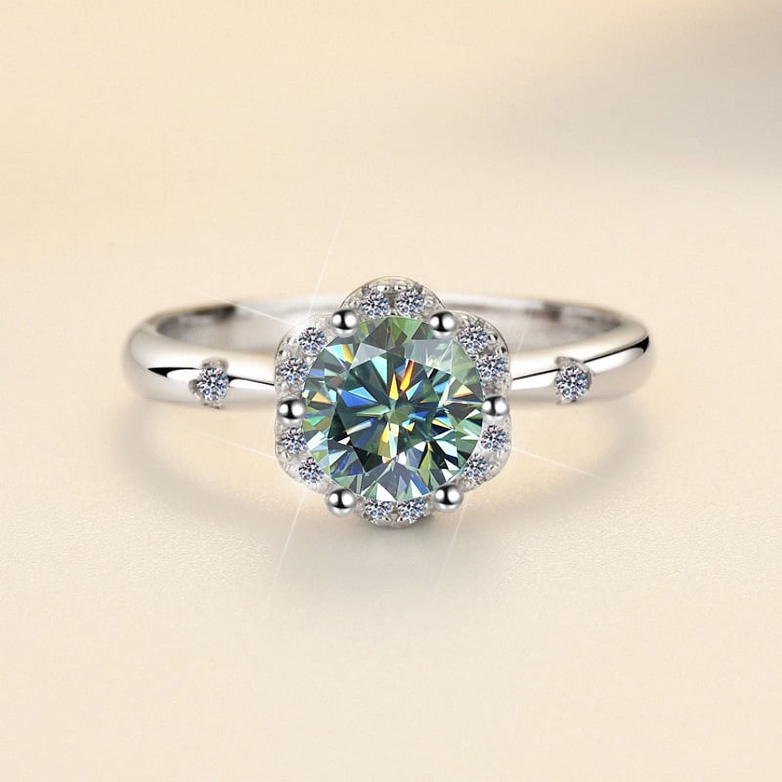 1 Carat Moissanite Wedding Ring for Women Engagement Rings for Women Diamond 18K White Gold Plated 925 Sterling Silver Moissanite Diamond Promise Rings Womens Diamond Ring