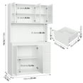 thumbnail image 6 of Homfa 70.9'' Kitchen Pantry Cabinet with Charging Station and LED Light, 3 Drawers Buffet Storage Cabinet with Glass Doors and Adjustable Shelves, White, 6 of 8