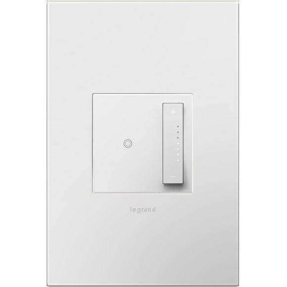 Legrand Adorne sofTap Tru-Universal Dimmer Switch, 700W (Incandescent, Halogen, MLV, Fluorescent, ELV, CFL, LED), White Finish, Wall Plate Included, ADTP703TUW4