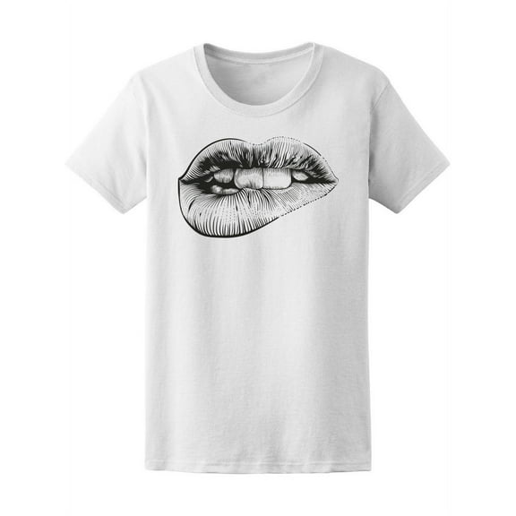 Beautiful Lips Sketch T-Shirt Women -Image by Shutterstock, Female Medium