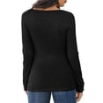 thumbnail image 4 of SHINE UP Womens Tops Long Sleeve Shirts Scoop Neck Ribbed Knit Tshirt Button Down Slim Fit Tunic Tops, 4 of 8