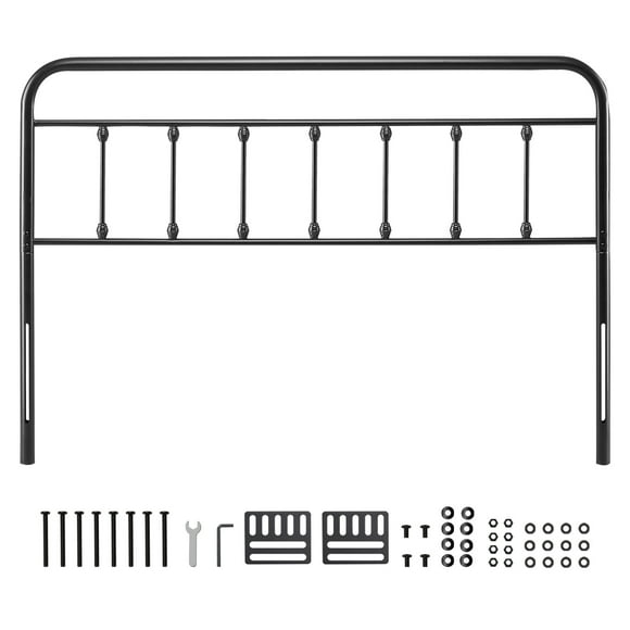 KFFKFF Metal Headboard, Queen Size Headboard with Adjustable Height, Metal Headboard for Queen Size Bed, W59.65 x H40.55 x D1.5 inches, Ideal for Bedroom, Black