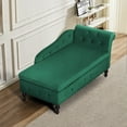 thumbnail image 3 of ACMEASE Upholstered Chaise Lounge with Right Armrest & Lumbar Pillow,Button Tufted Lounge Sofa with Storage,Lounge Chair Indoor,Modern Velvet Lounge Chair for Bedroom, Living Room and Office, Green, 3 of 7