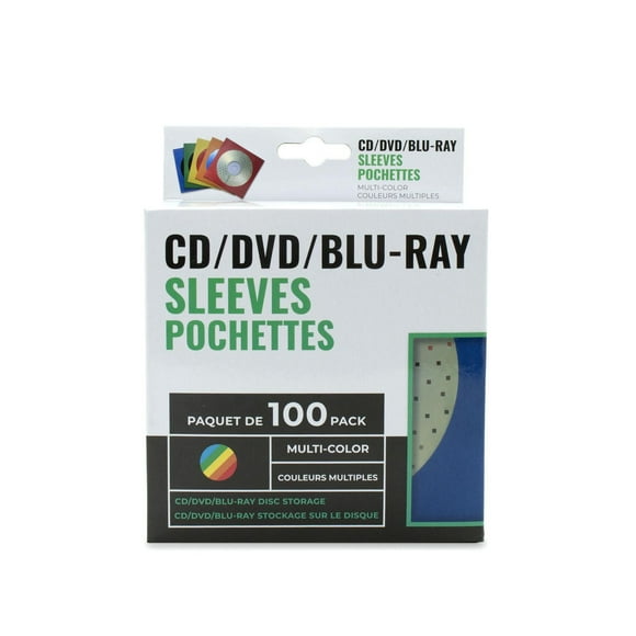 Green Project, multi-couleurs pochettes pour CD/DVD/Blu-Ray,Paquet de 100