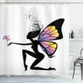 thumbnail image 1 of Ambesonne Fantasy Shower Curtain, Girl Butterfly Wings, 69"Wx84"L, Black and Multicolor, 1 of 3