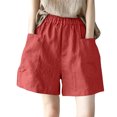 thumbnail image 2 of IUYRTFE Women's High Waist Loose Fit Summer Shorts with Pockets Elastic Waist Casual Straight Leg Bottoms, 2 of 5