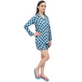 thumbnail image 4 of Bimba Women Check Print Sleepwear Shirt With Elastic Shorts 2 Pcs Night Set - 18, 4 of 6