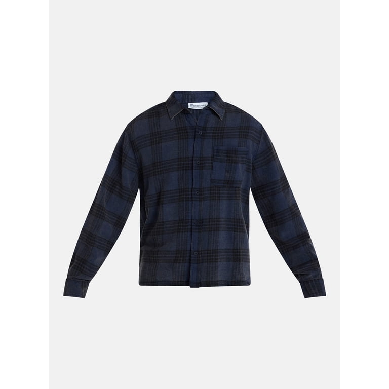 No Boundaries Men's Grunge Plaid Flannel Shirt photo 5