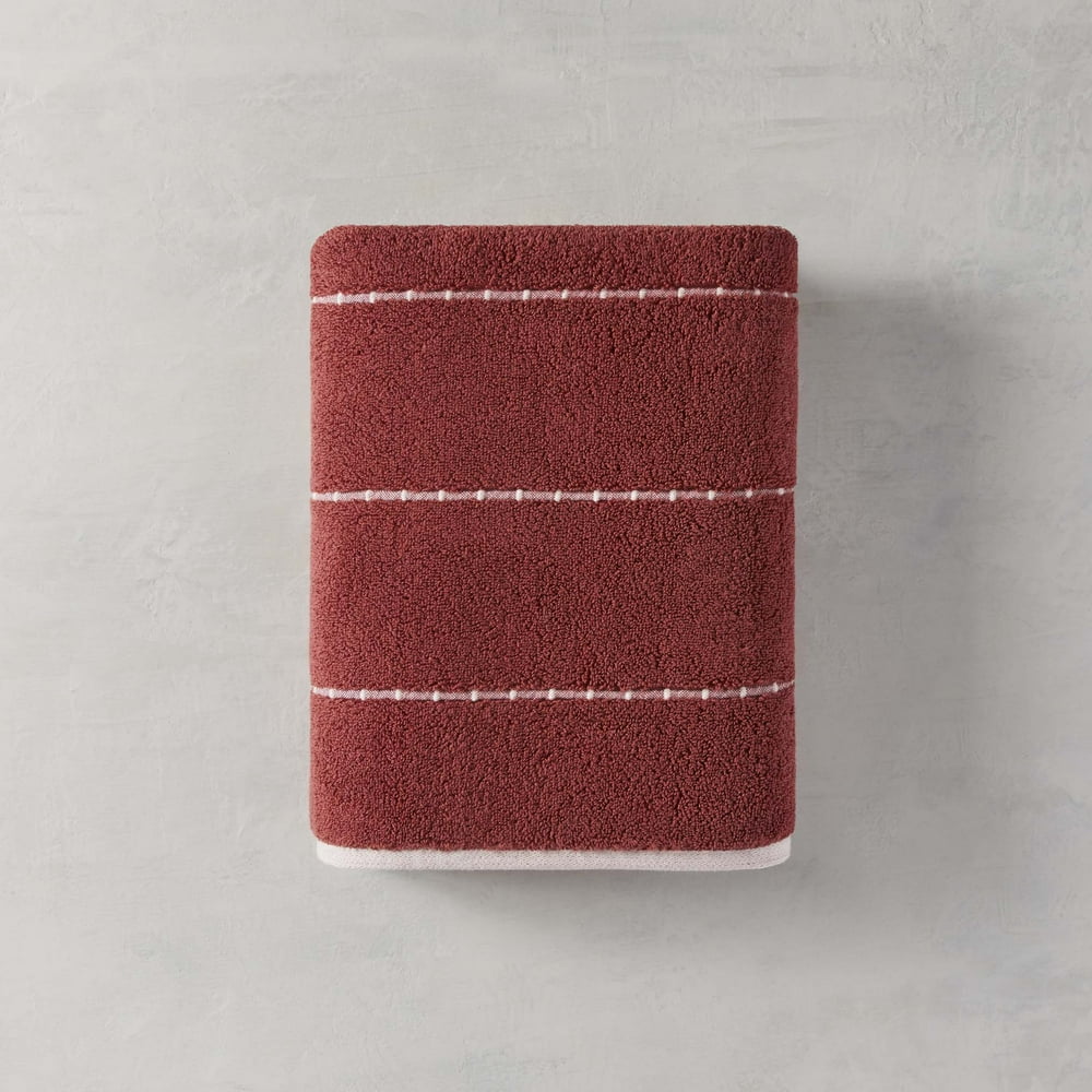 Better Homes & Gardens Caldwell Stripe Collection, Bath Towel, Rusty Brick, 1 Piece Walmart