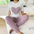 thumbnail image 4 of Aobny Pink Cooling Pajamas for Women Heart Ribbed Pjs Crew Neck Jogger Ankle Womens Sexy Pajama Sets,XXL, 4 of 6