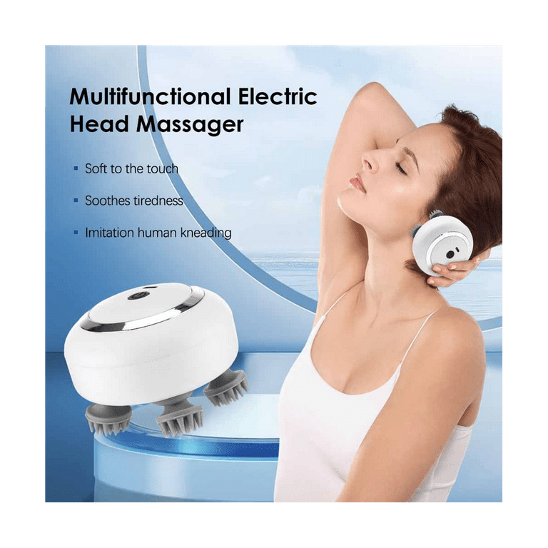 Electric Scalp Massager, Nekteck Portable Head Massager for Hair Growth,  Handheld Hair Massager with 4 Massage Heads, Waterproof Full Body Massager,  Versatile Pet Massager, Detachable & Washable