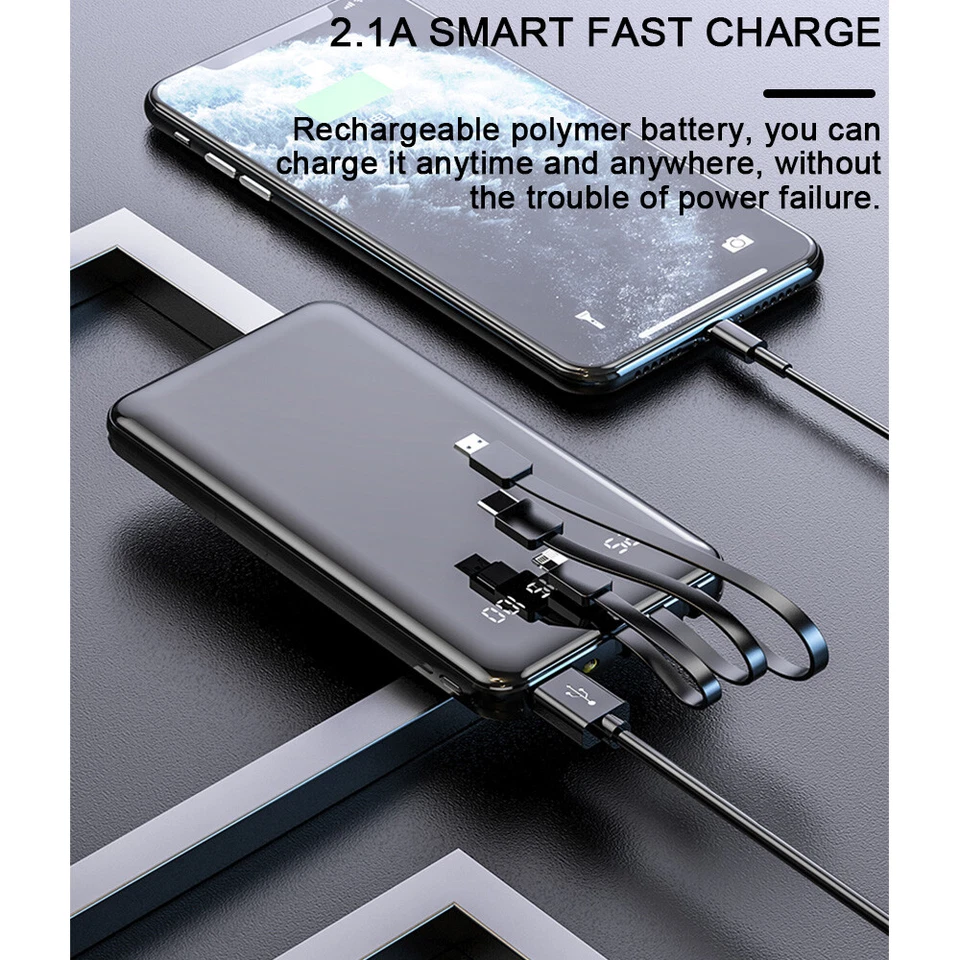 10000Mah Power Bank Backup External Battery Pack Charger For Cell Phone 3-Usb
