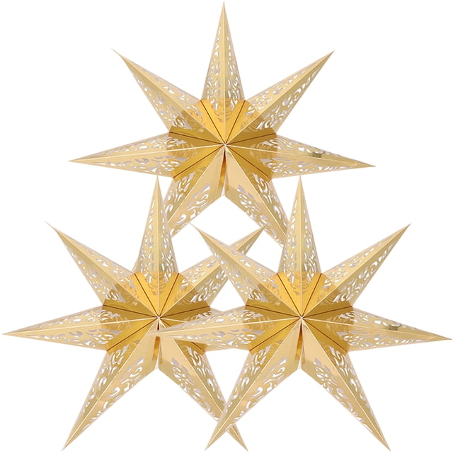 GOOHOCHY 3 pantallas de lámpara de papel con forma de estrella hueca de 7 puntas