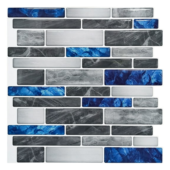 Art3d Blue & Gray 11.81 in. x 11.81 in. Peel and Stick Wall Tile Backsplash for Kitchen Living Room(10-Pack)