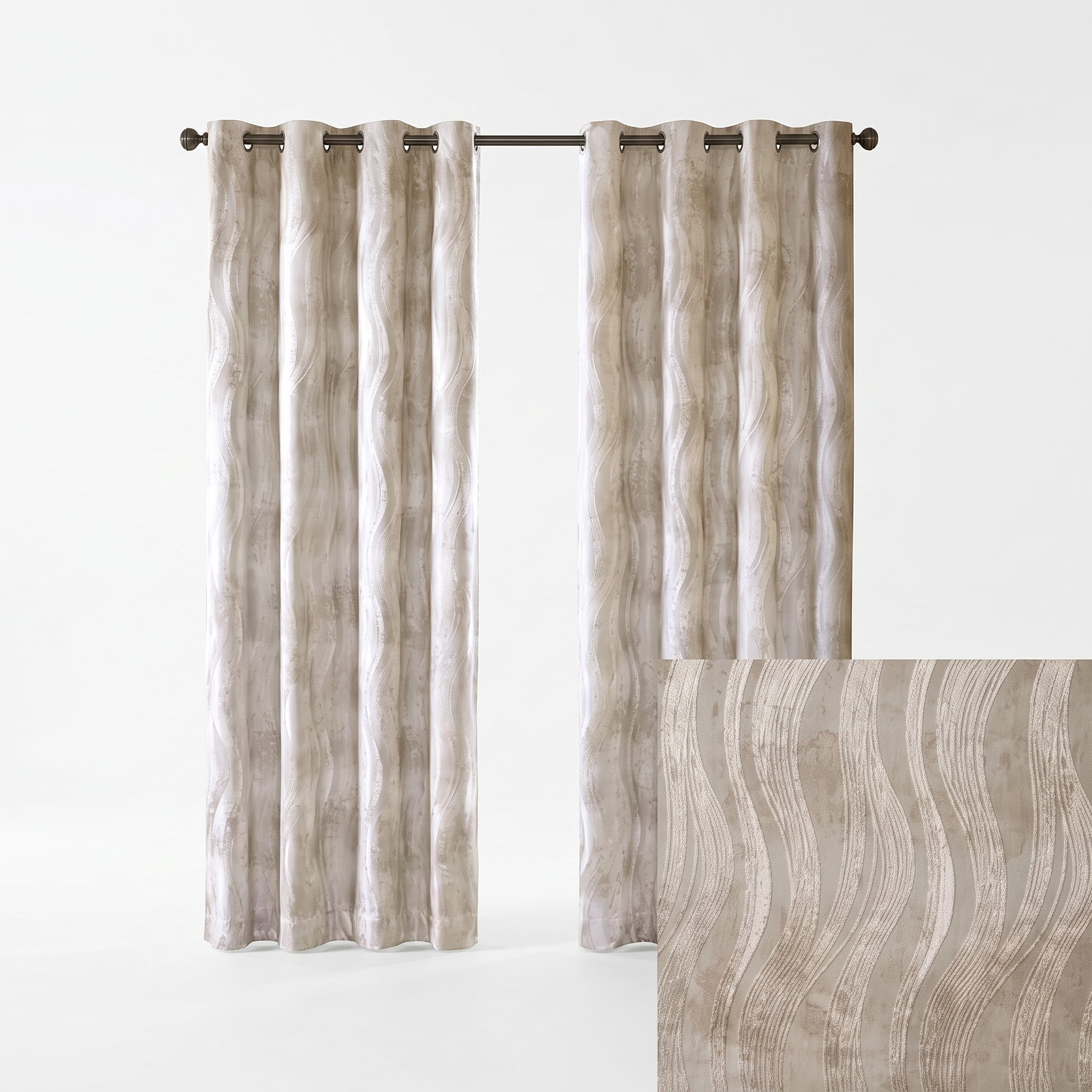 Printed Jacquard Grommet Top Total Blackout Curtain Panel (Only 1 Pc Panel)