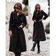thumbnail image 4 of Abrigo de lana con solapa y botones de manga larga cruzados sencillos de otoño e invierno para mujer, 4 of 6