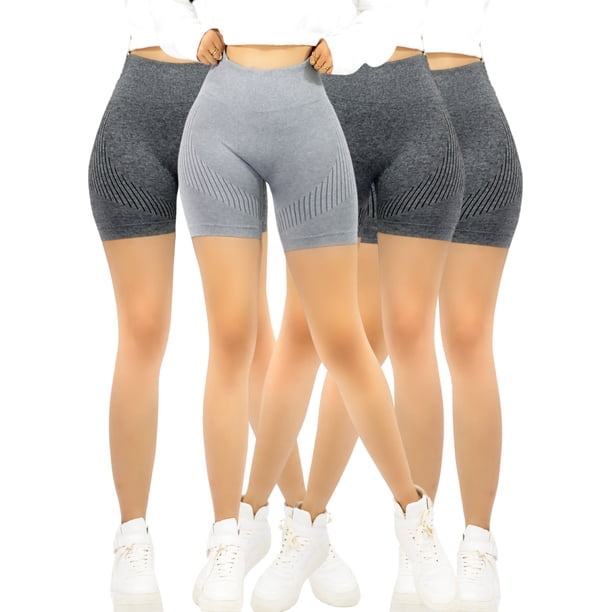 Set 4 Shorts Deportivos Unitalla Mujer Tiro Alto Push Up para Mujer
