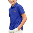 thumbnail image 3 of HAOTAGS Boys Short-Sleeve Uniform Shirt (2-15) Classic Turn-Down Collar Breathable Polo Shirts for Back-to-School Blue Size 14, 3 of 9