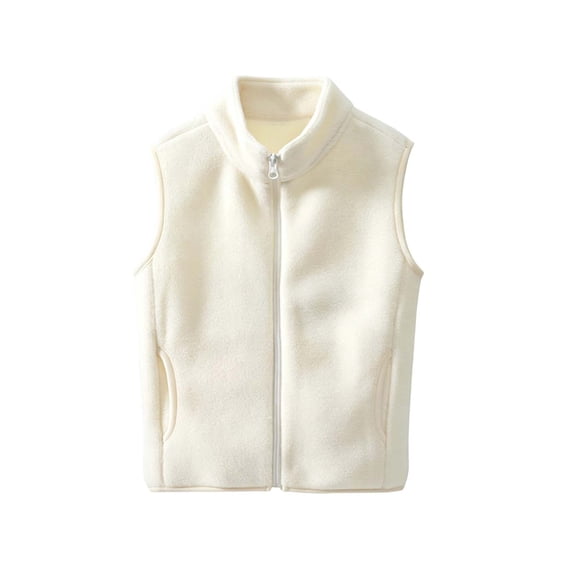 fatyb Fleece Vest for Boys Girls Mock Neck Sleeveless Zip up Kids Fall Winter Outerwear with Pockets