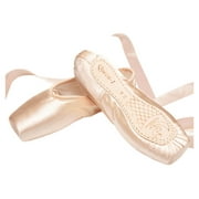 Nexete Pointe Shoe Dance Ballet Point Slippers Ballet Flats Shoes with Ribbons &Toe Pads,Black Pink Red Color For Girls Women(Note: Order Same Street Size 1/2 -1 Up)