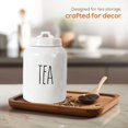 thumbnail image 4 of CHL-Ceramic Tea Jar, Modern Rae Dunn Farmhouse Design with "TEA" Wording, Kitchen Decor and Organization, Airtight Food Storage Container for Tea Leaves Storage, 9.5" H x 3.94" D, White, 4 of 4
