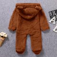 thumbnail image 6 of Odeerbi Infant Romper Baby Boys Girls Clothes Newborn Winter Fleece Jumpsuit Solid Hooded Romper Warm Coat Outwear Brown, 6 of 9