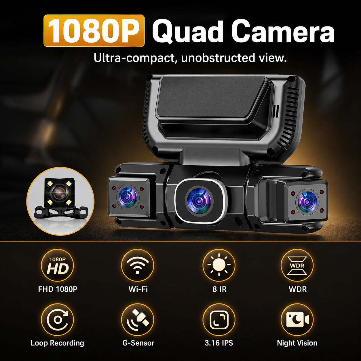 NIUTA 4-Channel Dash Cam 1080P with WiFi and 64GB Card photo 8