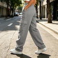 thumbnail image 6 of HAJWOH Cargo Sweatpants for Women Elastic Waist Utility Jogger Pants Outdoor Casual Sweatpant with Pockets Fall Clothes(Gray,2XL), 6 of 6