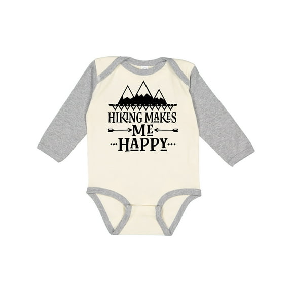 Inktastic Hiking Makes Me Happy Mountain Hiker Boys or Girls Long Sleeve Baby Bodysuit