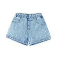 thumbnail image 2 of Otqutp Girls Jean Shorts Pearl Cute Straight Leg Denim Shorts Baggy High Waist Plus Size Jeans Casual Y2k Jeans Trendy Bottoms, 2 of 8