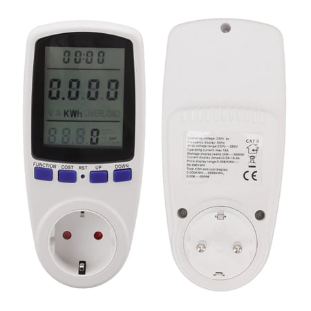 BIMZUC Digital Watt Meter Power Usage Monitor with Large LCD Display, Overload Protection Alarm, and Built-In Battery, 220V Electricity Analyzer for Home Appliances Energy Cost Tracking