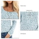 thumbnail image 4 of Top de manga larga de leopardo para mujer, jersey de cuello redondo informal a la moda con estampado de leopardo, camisa de manga larga con mangas abullonadas, azul L, 4 of 5