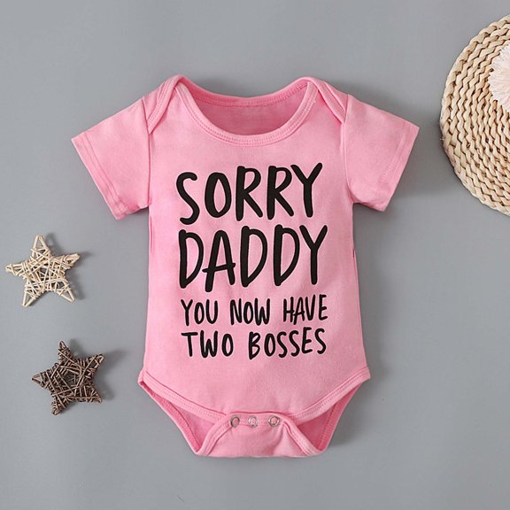 Yievot Summer Newborn Jumpsuit Baby Boy Short Sleeve Fashion Letter Print T-Shirt Jumpsuit Soft Romper Bodysuit for Baby 0-12 Months 2024 Newborn Girl Boy Clothes on Clearance
