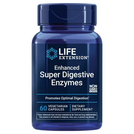 Life Extension Enhanced Super Digestive Enzymes - Supports Digestion & Comfort, Especially for Plant-Based Diets - Non-GMO - 60 Vegetarian Capsules