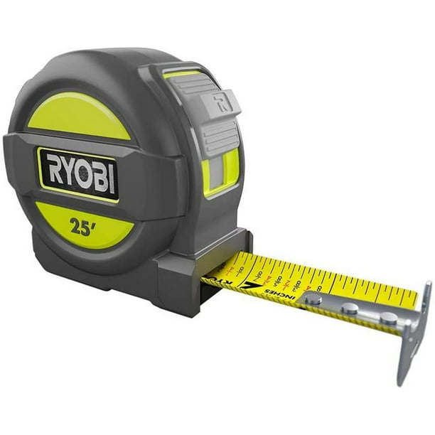 Cinta métrica RYOBI con forma de alambre sobremoldeado de goma de 7,5 m