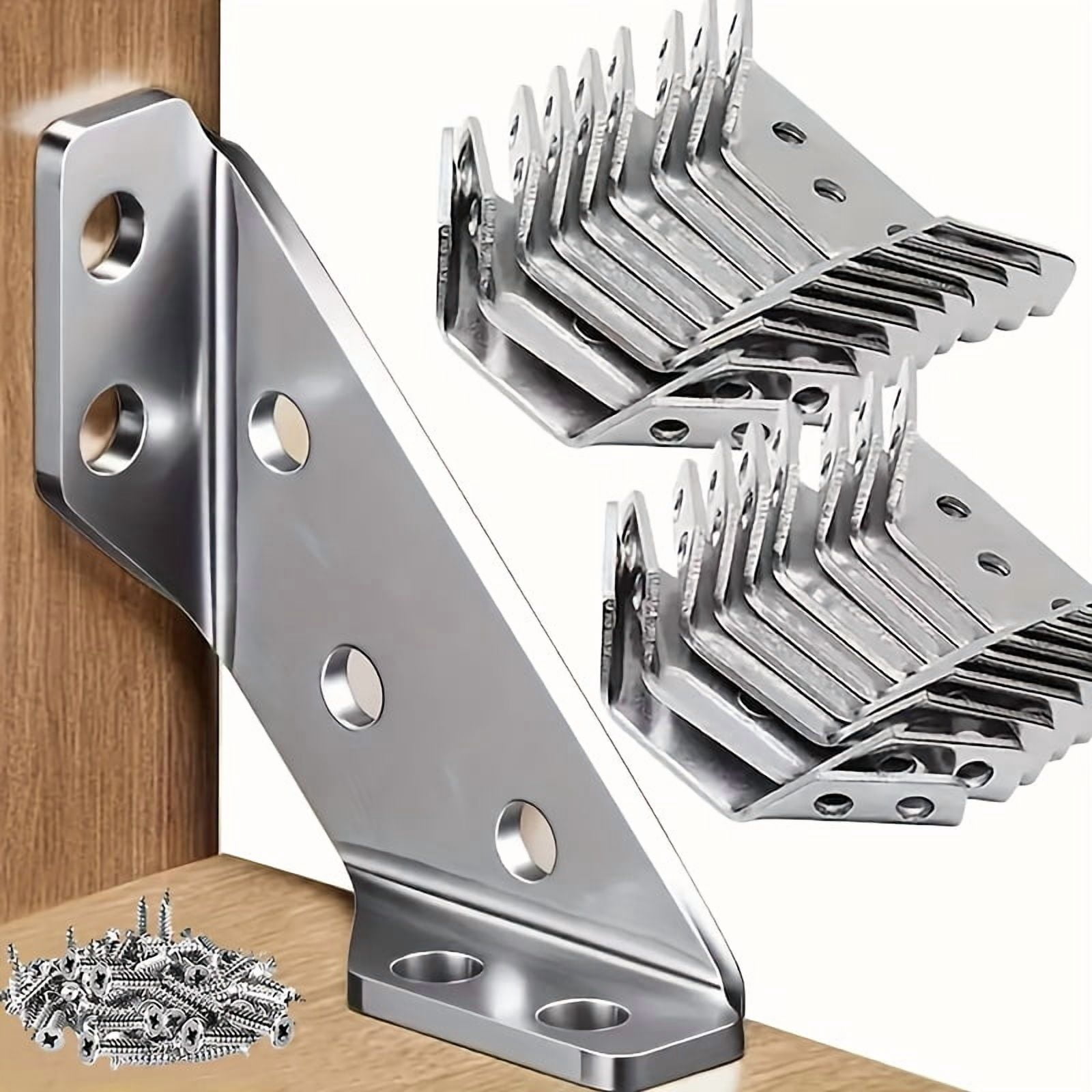 16-Piece Stainless Steel L-Bracket Kit With Screws – Heavy-Duty Corner Braces For Wood Furniture, Shelves, Tables & More - View #3