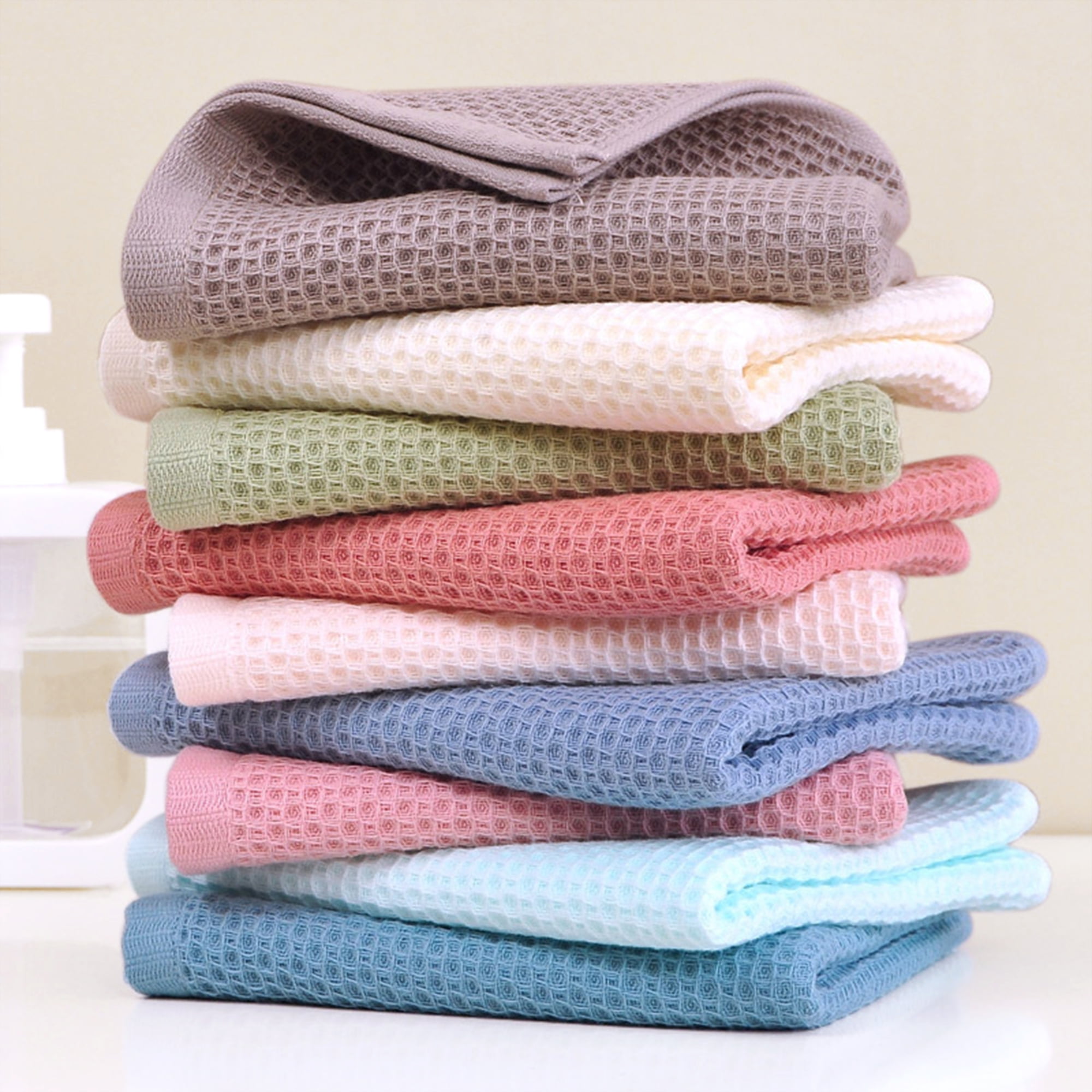 Unique Bargains Cotton Hand Towel Set Waffle Hand Towels Light Blue 2-Pieces