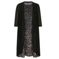 thumbnail image 4 of ZQGJB Womens Two-Piece Set Sparkly Midi Dress with Long Sleeve Cardigan Loose Elegant Chiffon Sleeveless Plus Size Wedding Guest Dresses Suit Black XXL, 4 of 6