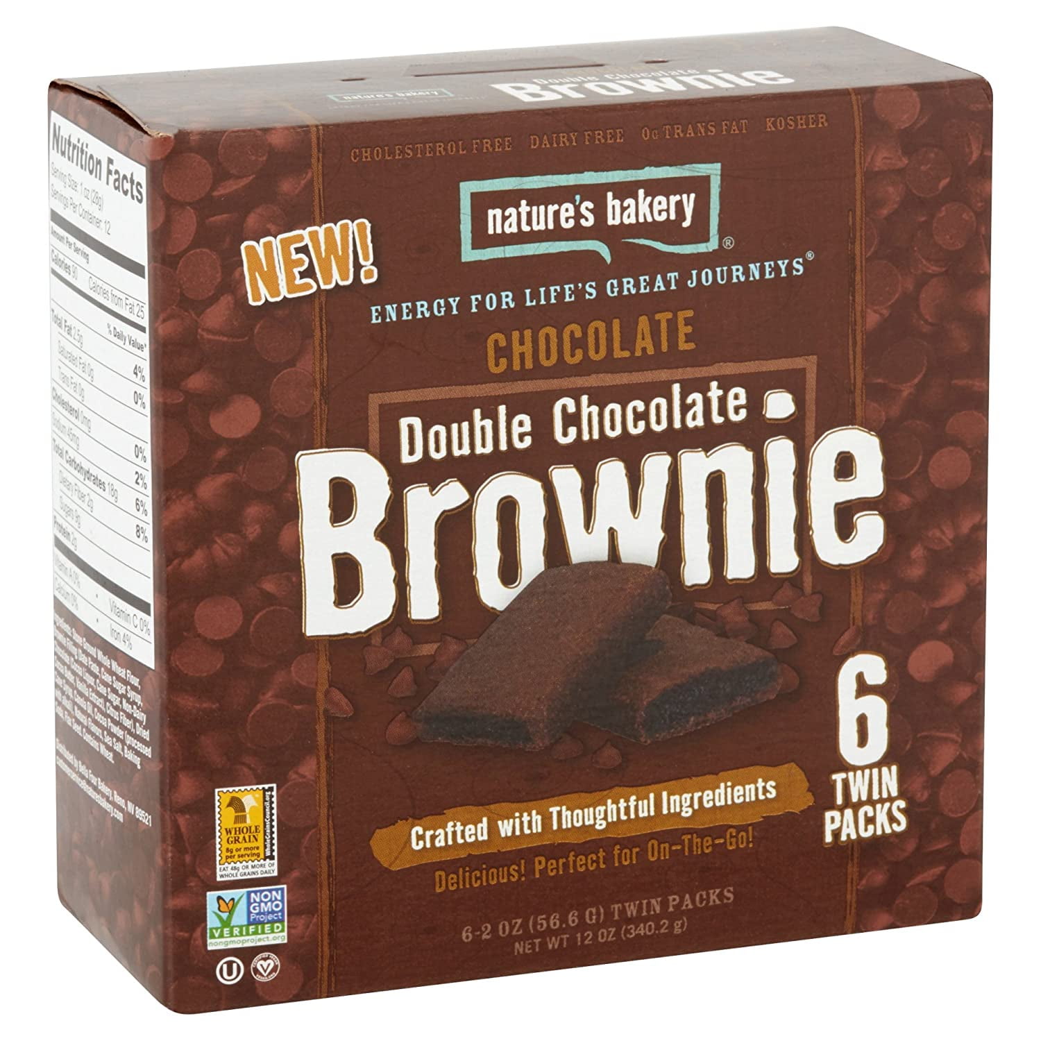 Nature's Bakery Double Chocolate Brownie Twin Packs - 6 Count 2oz