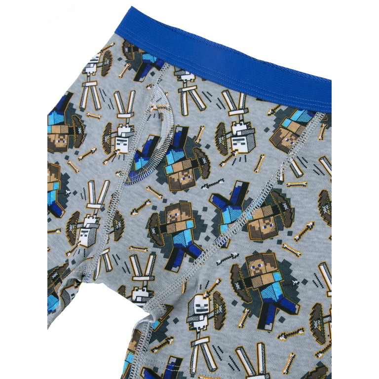 Minecraft Boys Underwear, 6 Pack Boxer Briefs Sizes 4 - 10 