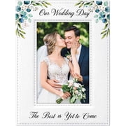 PETCEE Wedding Gifts for Couples 2026 - Boho 4x6 Wedding Picture Frame Engagement Gifts for Couples Newlyweds Mr & Mrs Just Married Bridal Shower Bride to be Gift 3rd Anniversary Leather Decor