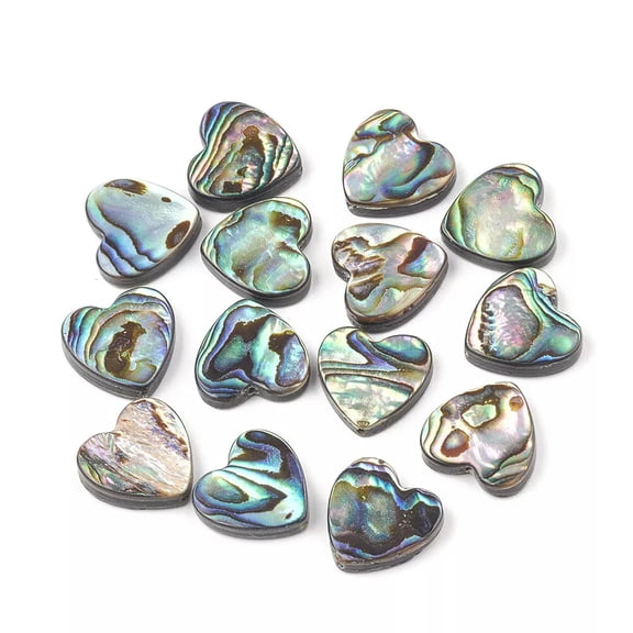 U8MO 10pcs Abalone Shell Heart Beads Colorful Loose Spacer Beads DIY Crafting 14x14mm