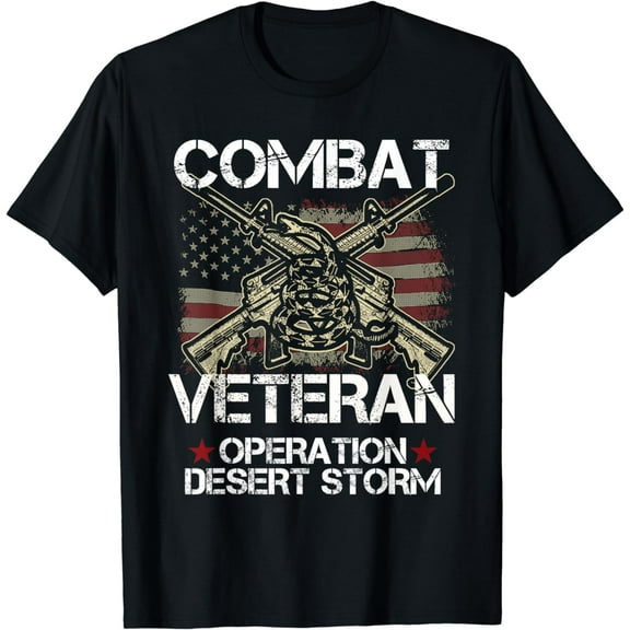 Combat Veteran Desert Storm Military Vet American Flag Gift T-Shirt