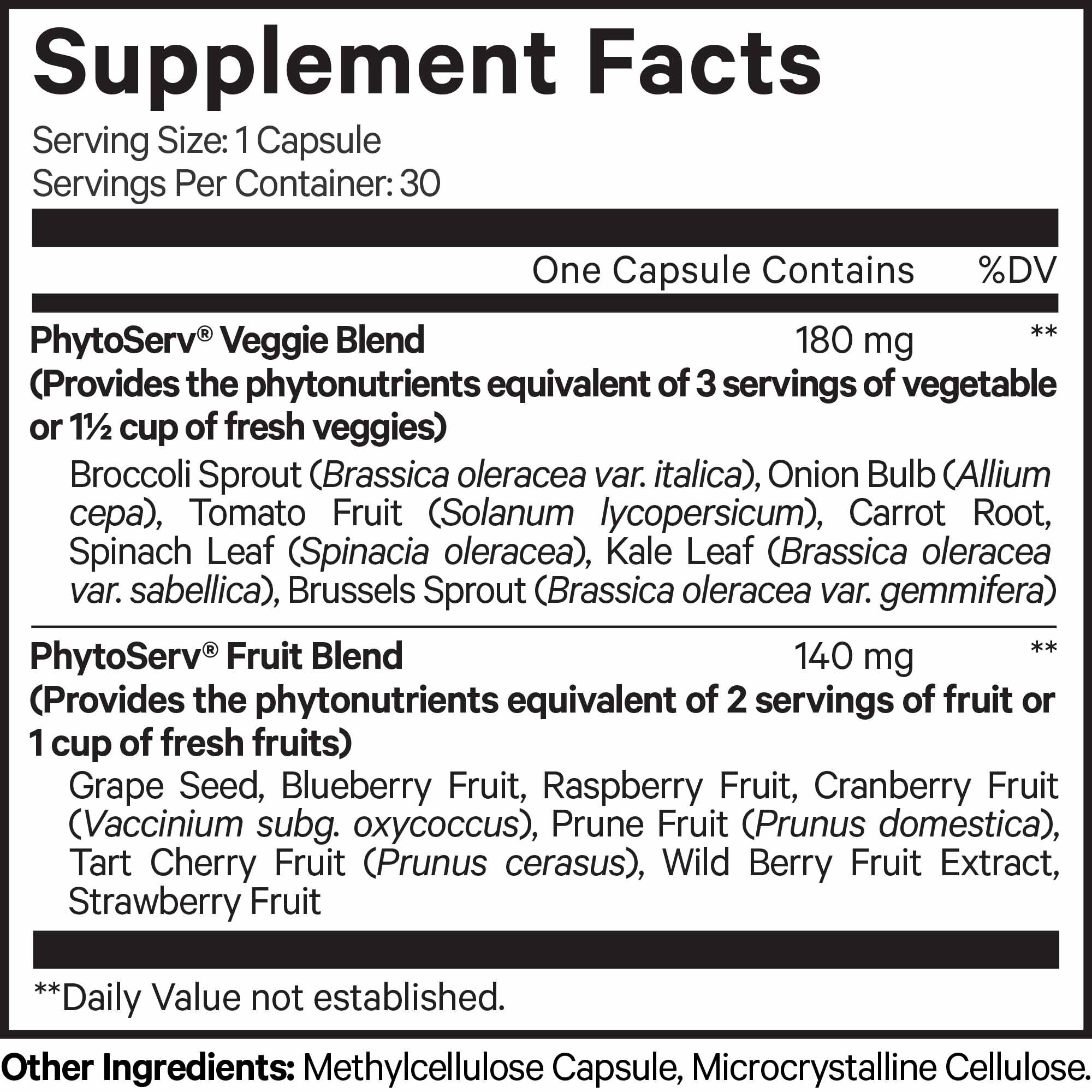 Codeage Instantfood Five a Day, 15 Fruits & Vegetables All-In-One Capsule, Whole Food Vegan Blend, 30 ct
