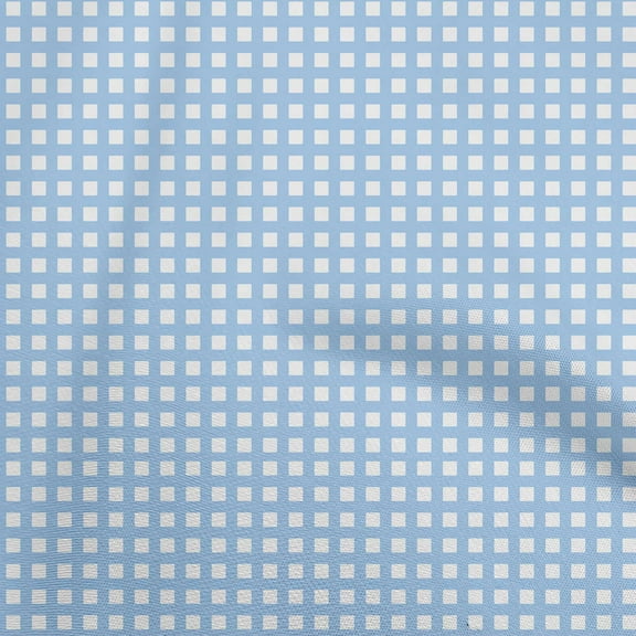 oneOone Cotton Flex Light Blue Fabric Check Sewing Fabric By The Yard Printed Diy Clothing Sewing Supplies 40 Inch Wide
