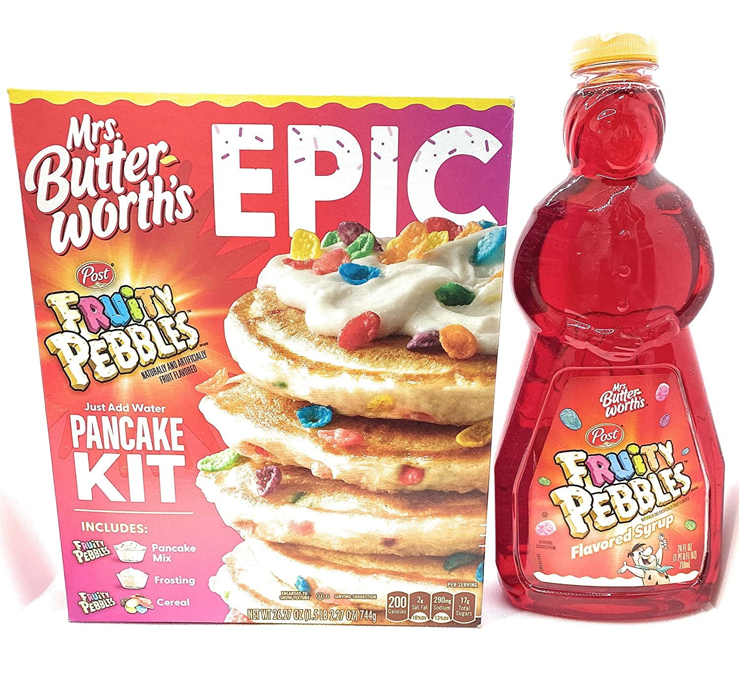 Mrs. Butterworth Fruity Pebbles Pancake Kit Bundle with Mrs