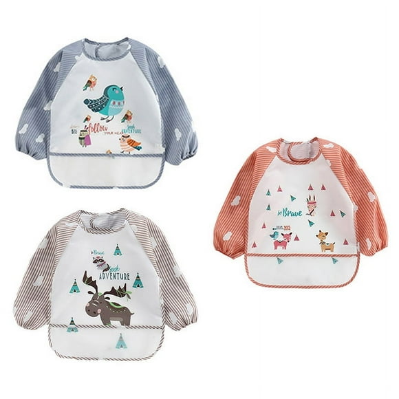 Babero impermeable para bebé, babero para bebé de 3 piezas, babero para niño pequeño, traje de babero para bebé de alta capacidad