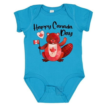 

Inktastic Happy Canada Day Cute Red Beaver with Canadian Flag Gift Baby Boy or Baby Girl Bodysuit